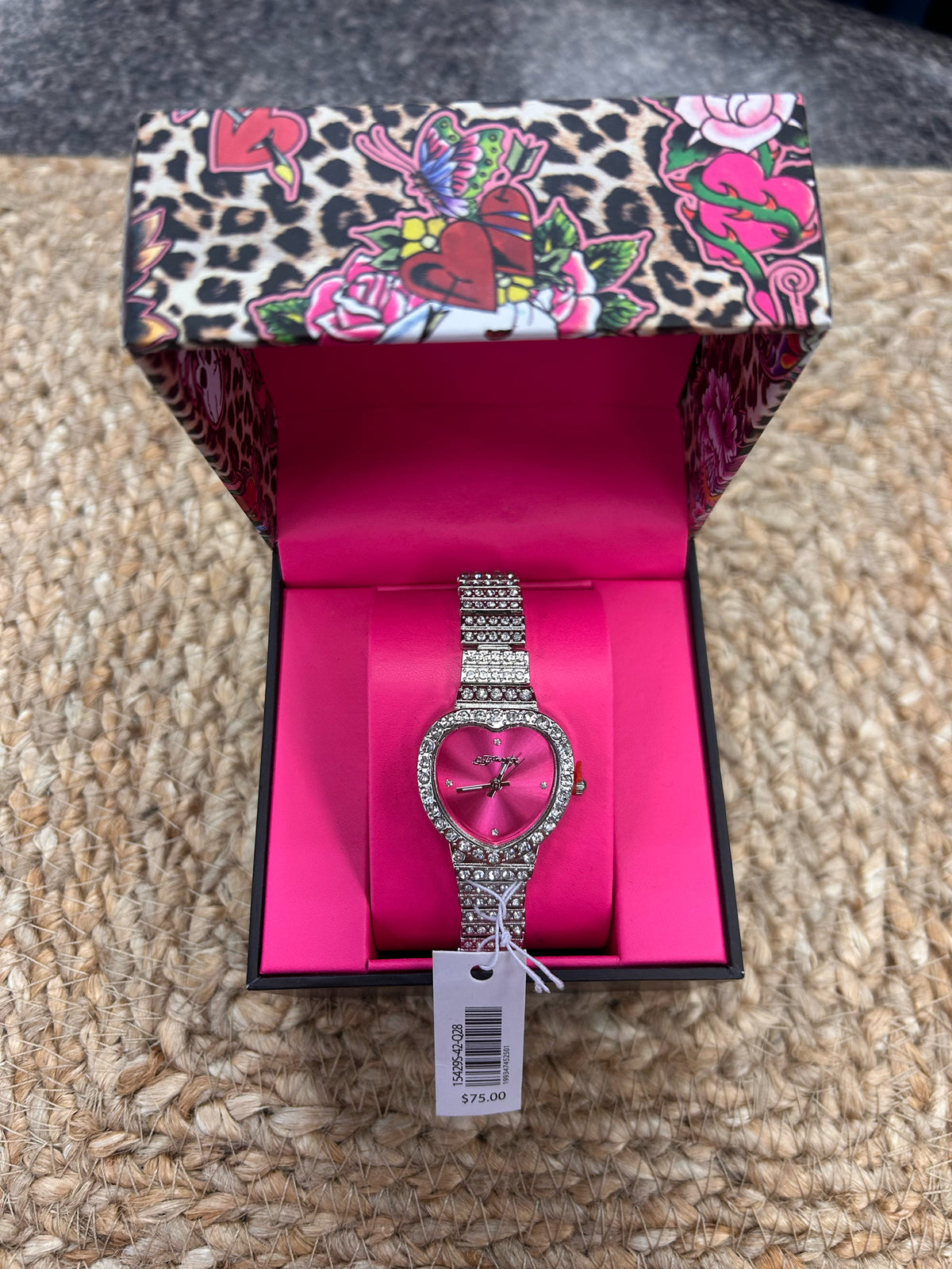 New with Tag ED HARDY Silver Pink Designer Watch