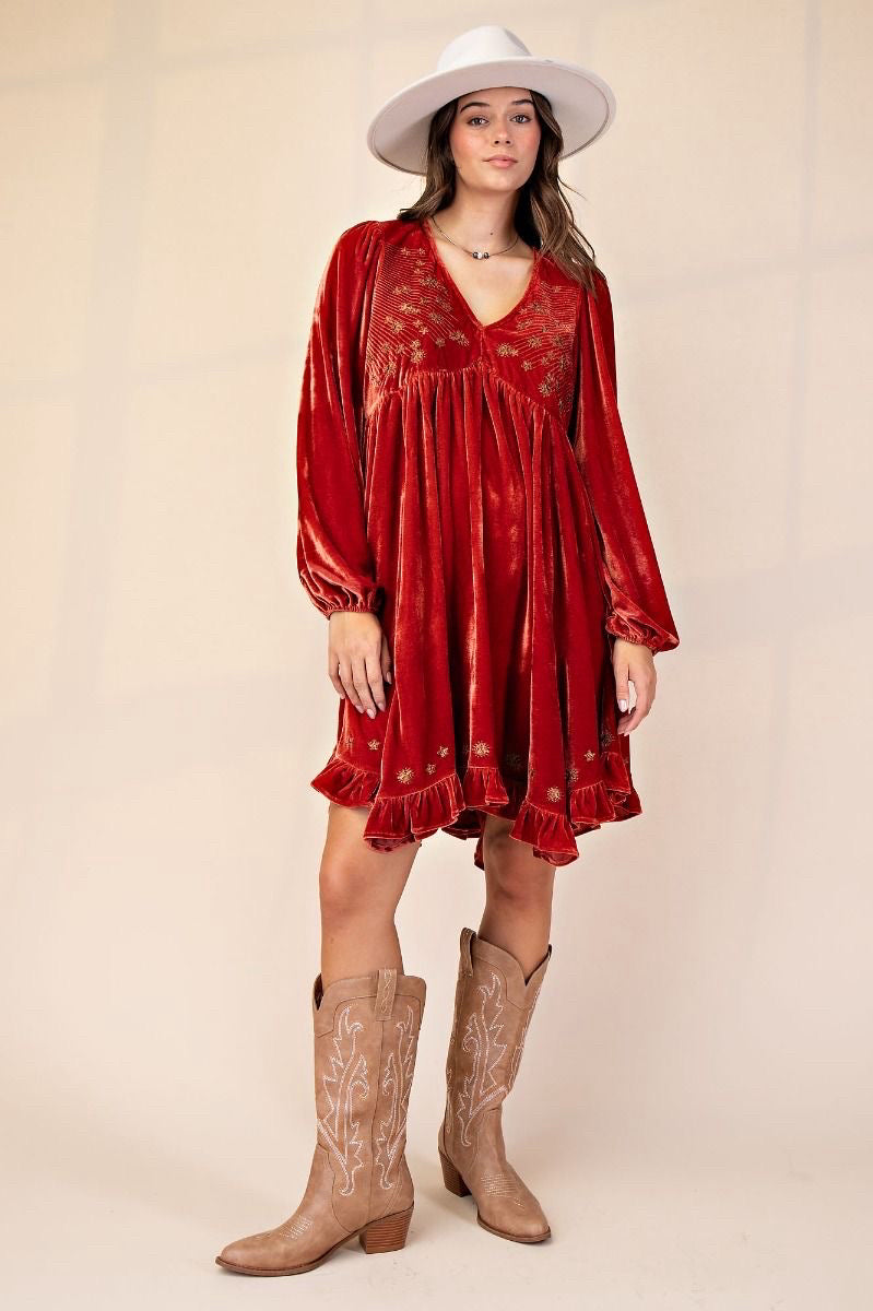 New EASEL Burnt orange Size Small Long Sleeve Dress