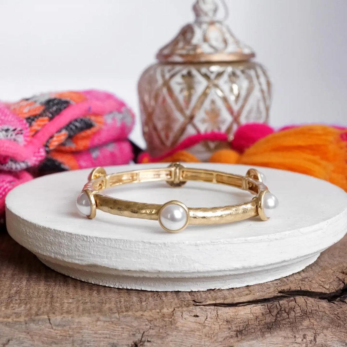 New PENNY BRUSHED GOLD Pearl Bracelet