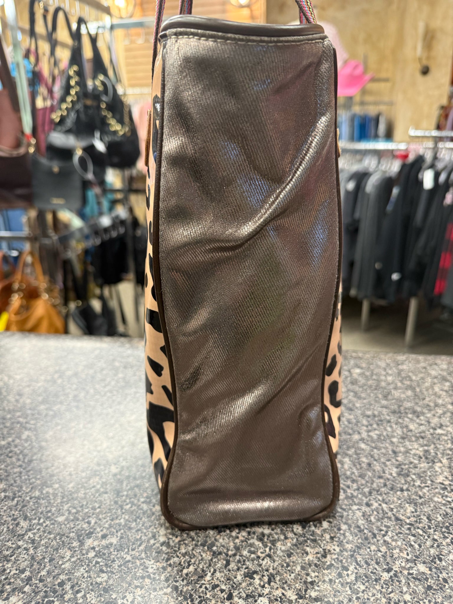 Pre-owned CONSUELA Leopard Bronze Tote Designer Purse