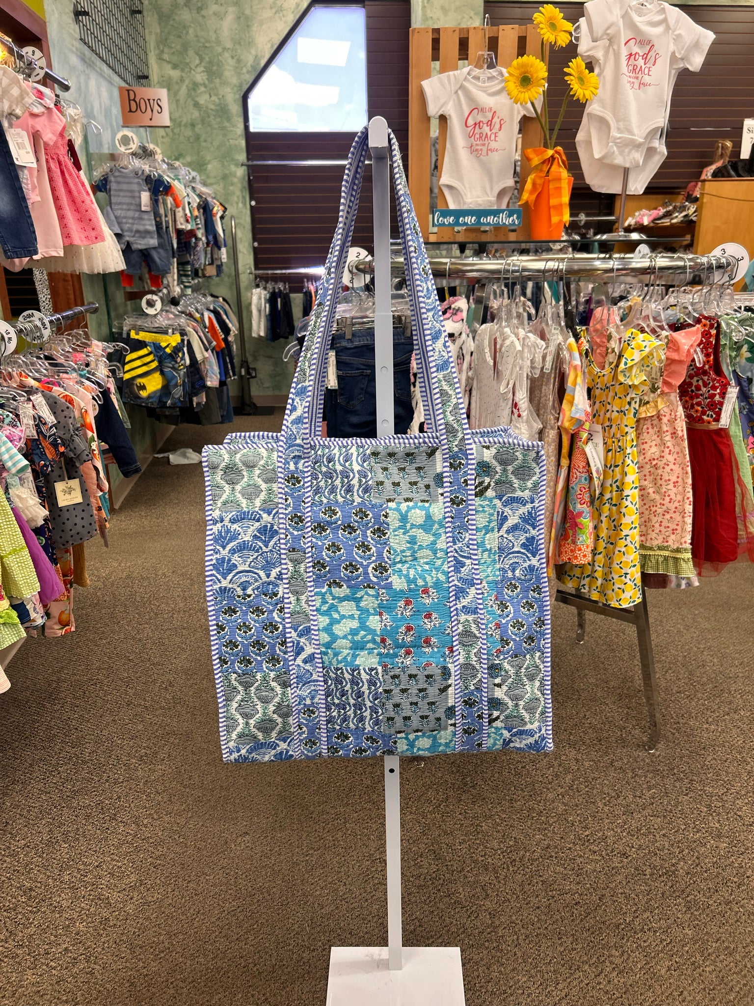 New Made in India Blue floral L Tote Purse