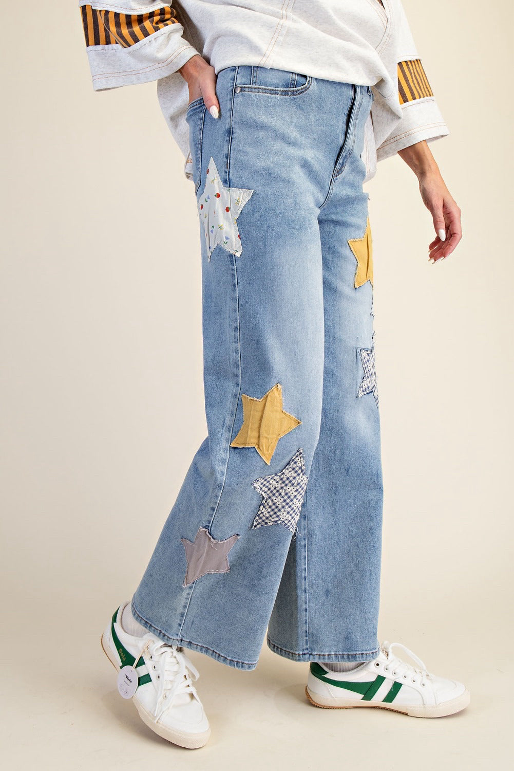 New EASEL Blue Yellow Trim Size: S Jean