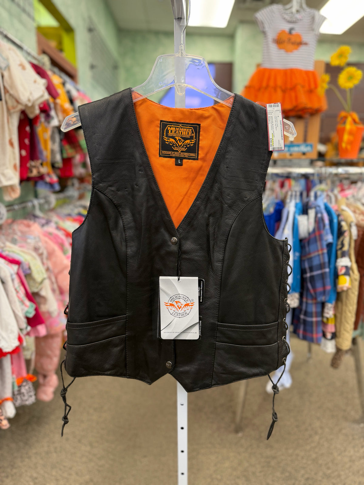 New with Tag Milwaukee Leather Black Size* L Designer Vest