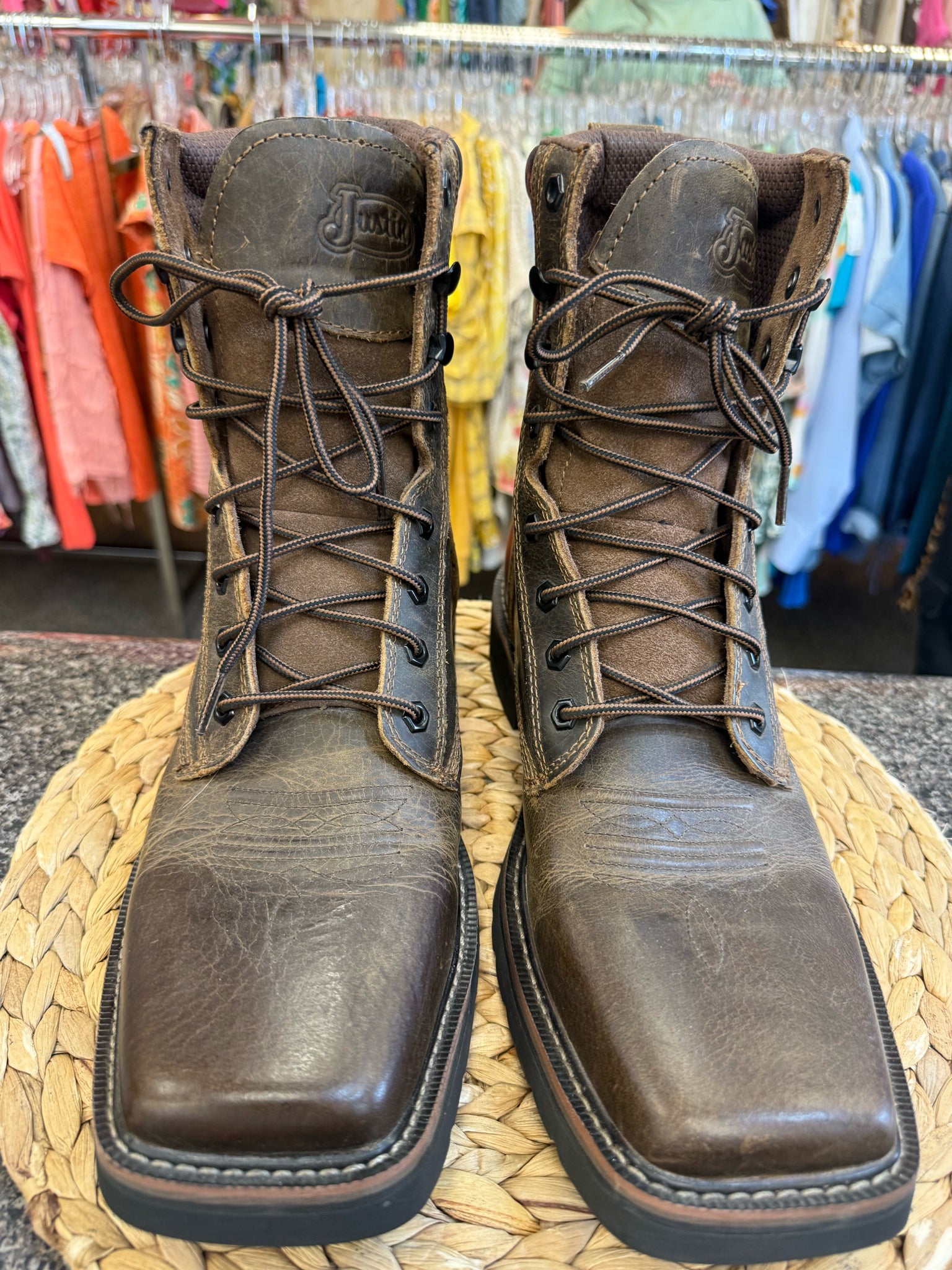 New  Without Tag JUSTIN Dark brown SHOE SIZE 12 Mens Designer Boot