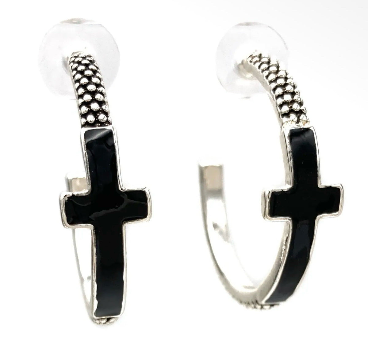 New Lunar Silver Black Earring