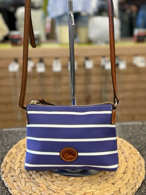 Pre-owned DOONEY&BOURKE Purple White Stripe Crossbody Designer Purse