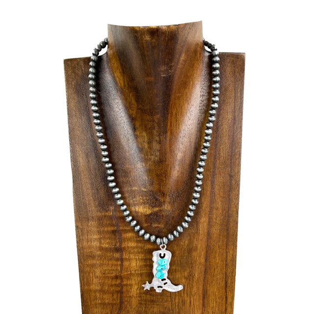 New WESTERN PEWTER Turquoise Necklace