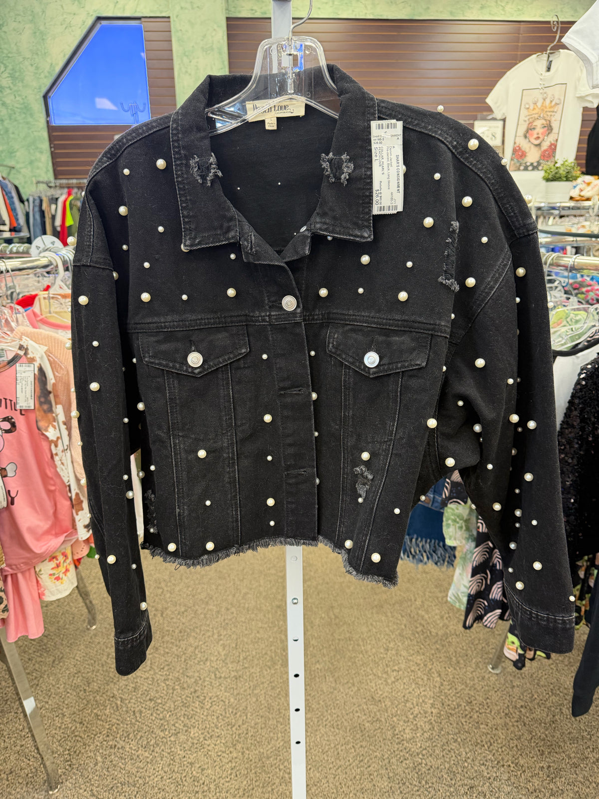 Pre-owned PEACH LOVE Black Size L Long Sleeve Denim Jacket