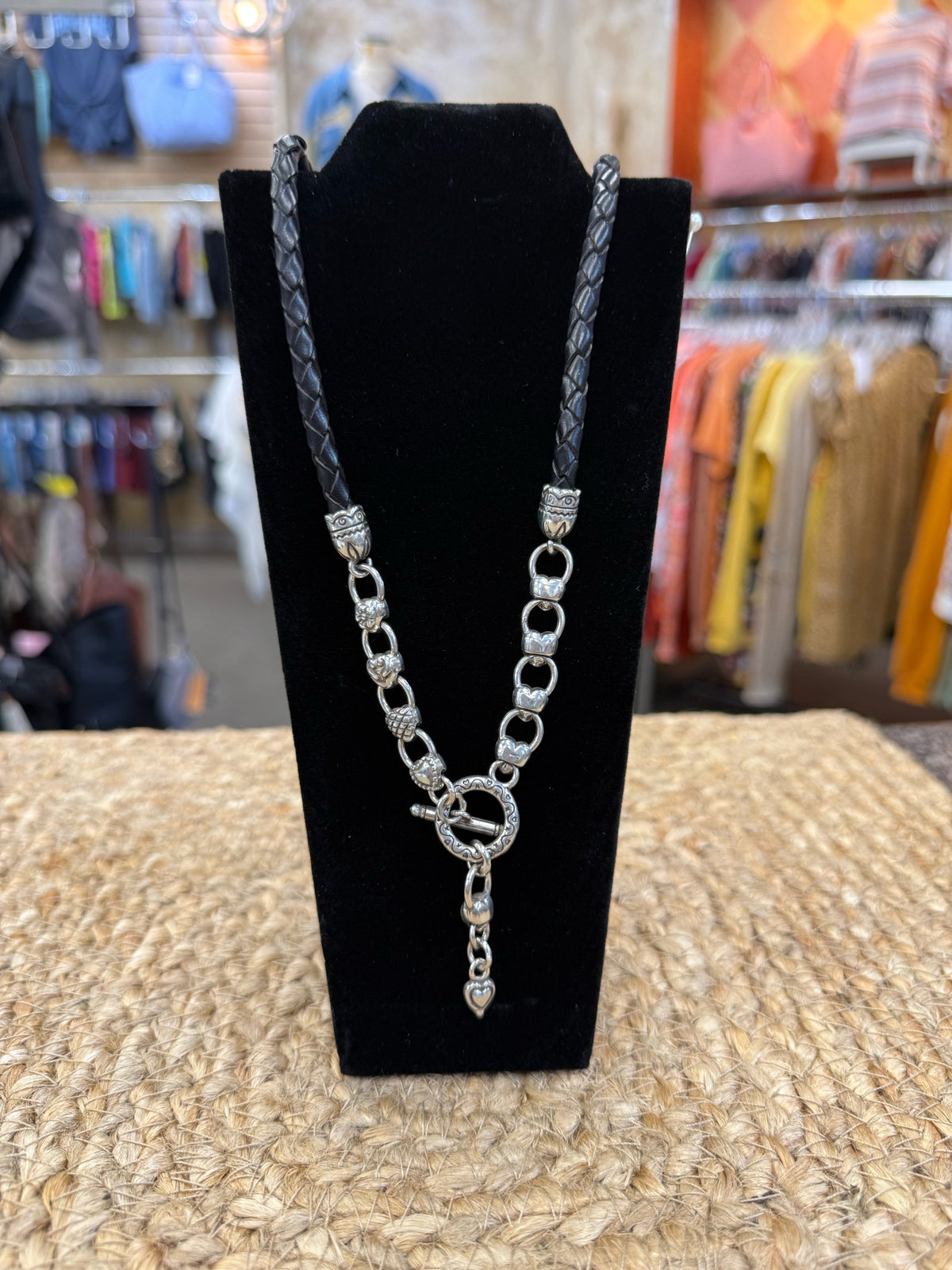 Pre-owned BRIGHTON Black Silver Designer Necklace