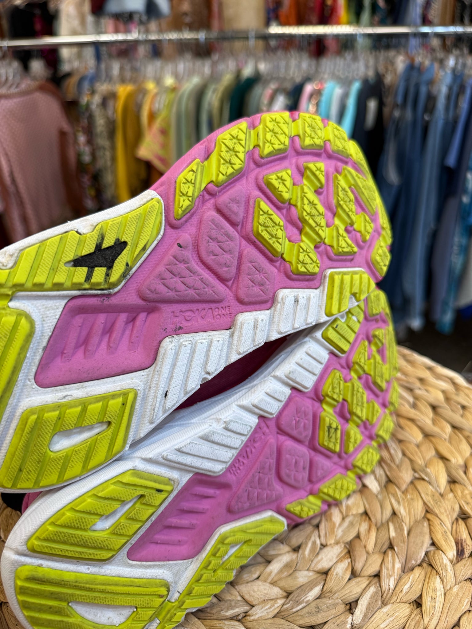 Pre-owned HOKA Pink Black Trim Size 6.5 Designer Sneaker