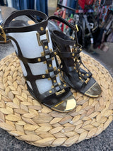 Pre-owned TORY BURCH Dark brown Gold Size 10 Heel