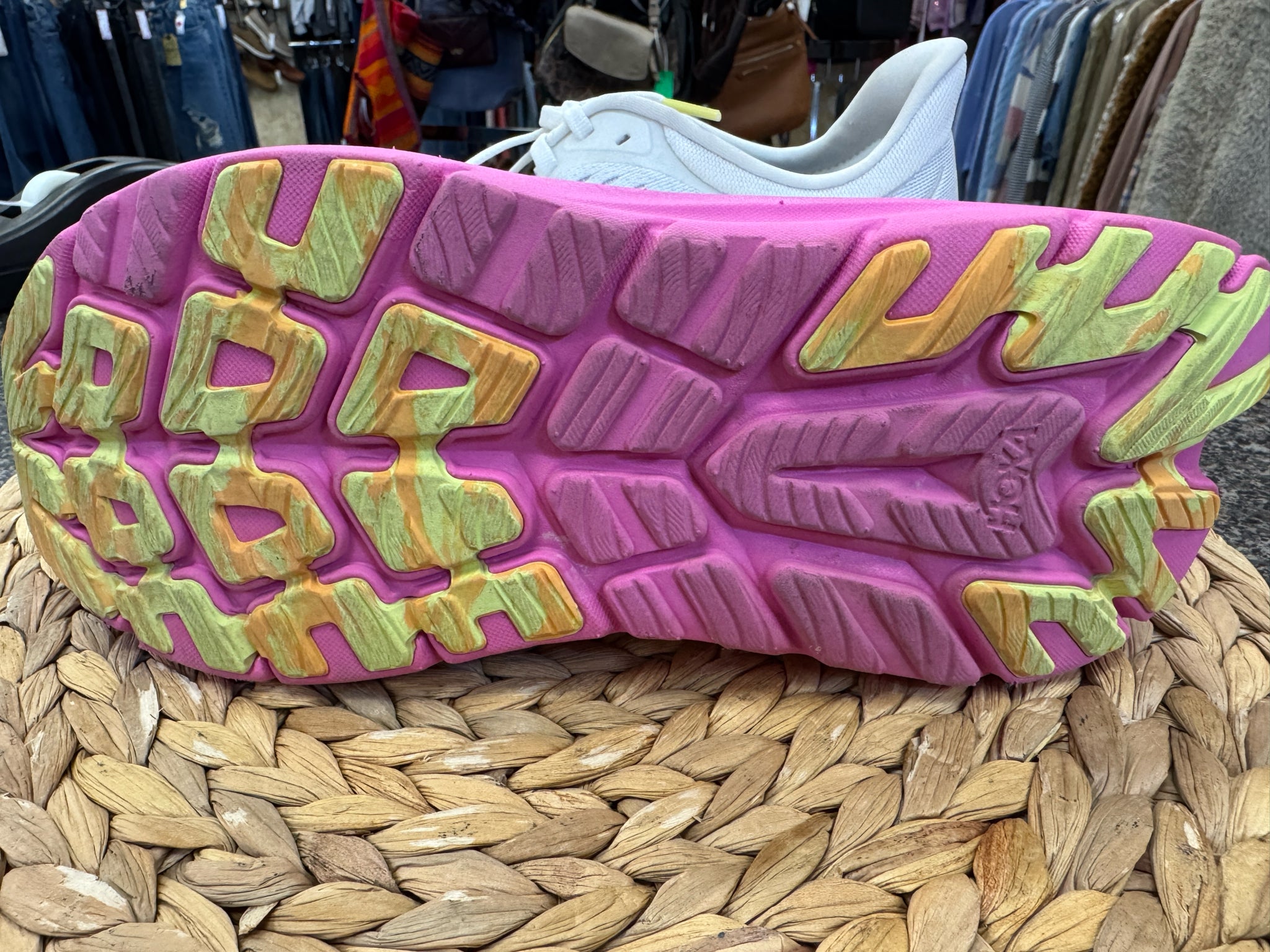 Pre-owned HOKA White Pink Trim Size 10 Designer Sneaker