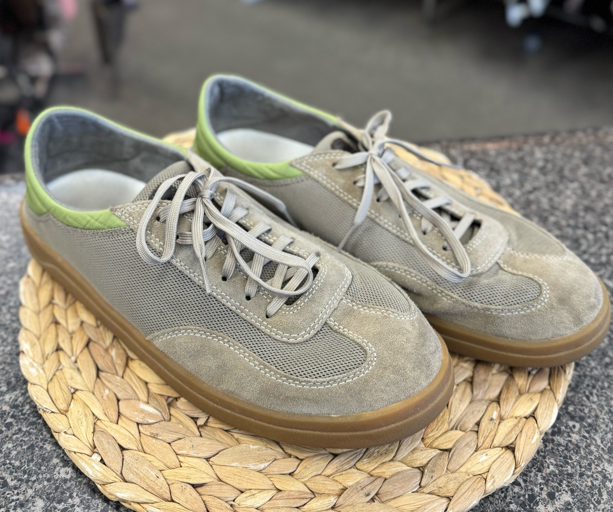 Pre-owned OLUKAI Tan Green SHOE SIZE 12 MENS Sneakers