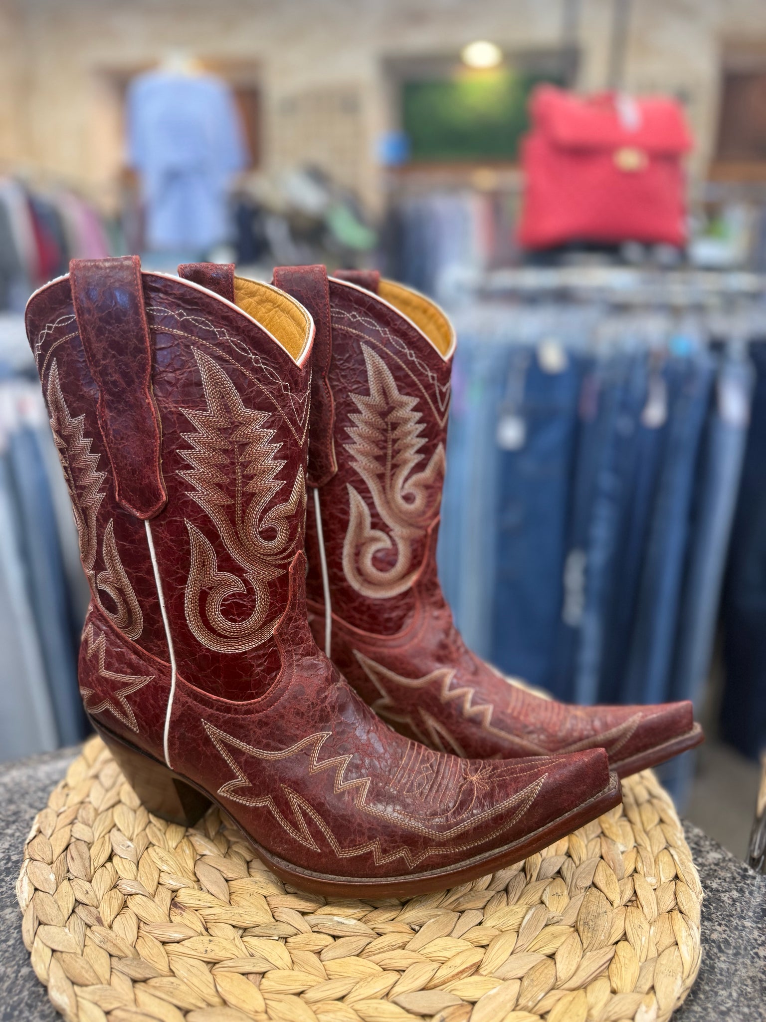 Pre-owned OLD GRINGO Red Tan Size 8.5 Designer Boot