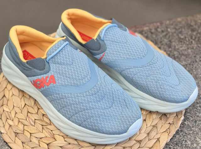 Pre-owned HOKA Light blue Yellow Trim SHOE SIZE 12 MENS Designer Sneaker