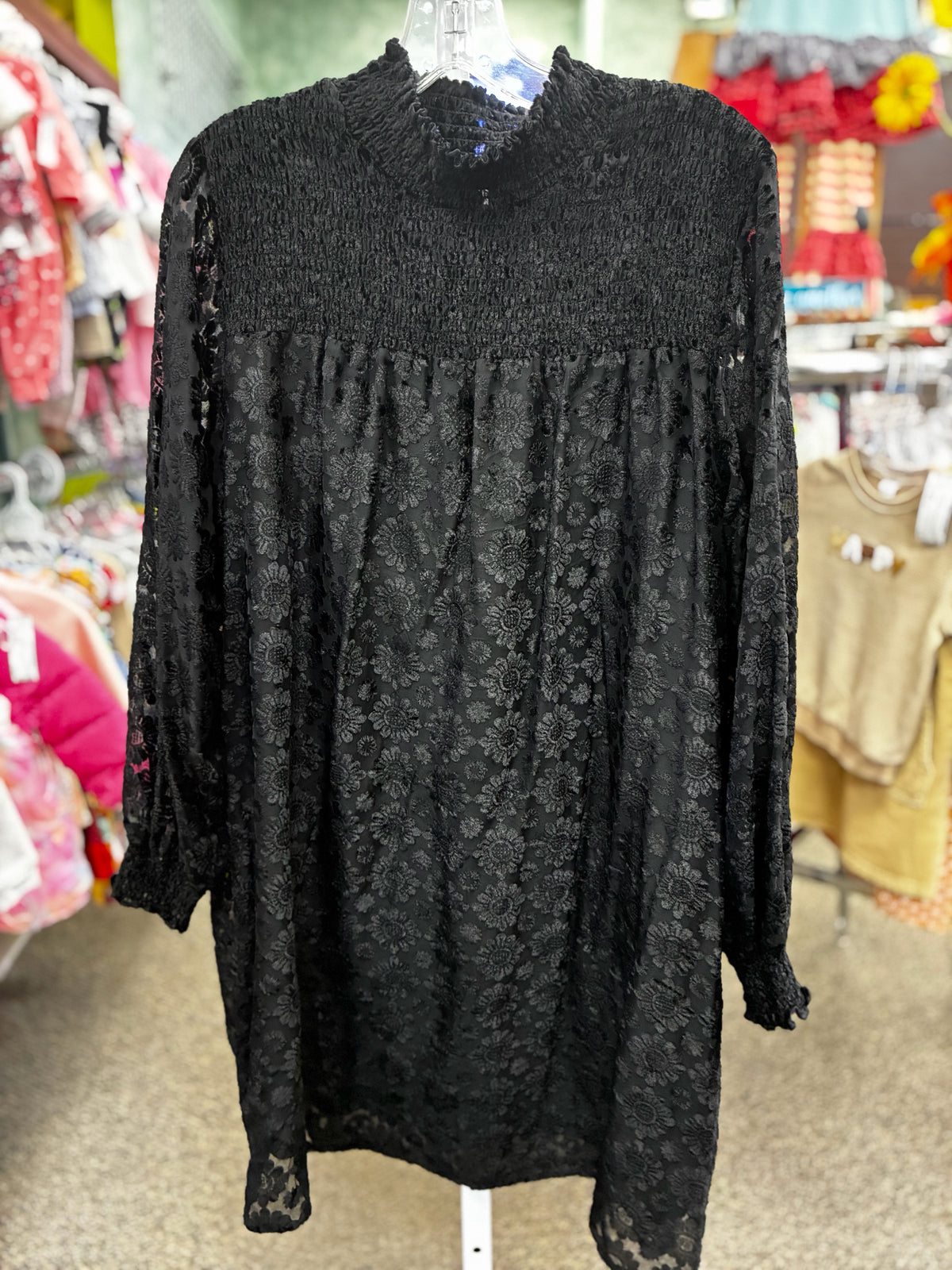Pre-owned UNCLE FRANK Black Floral Size 10 Long Sleeve Designer Dress