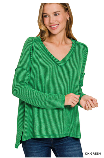 New Zenana Green Size M/L Long Sleeve Blouse