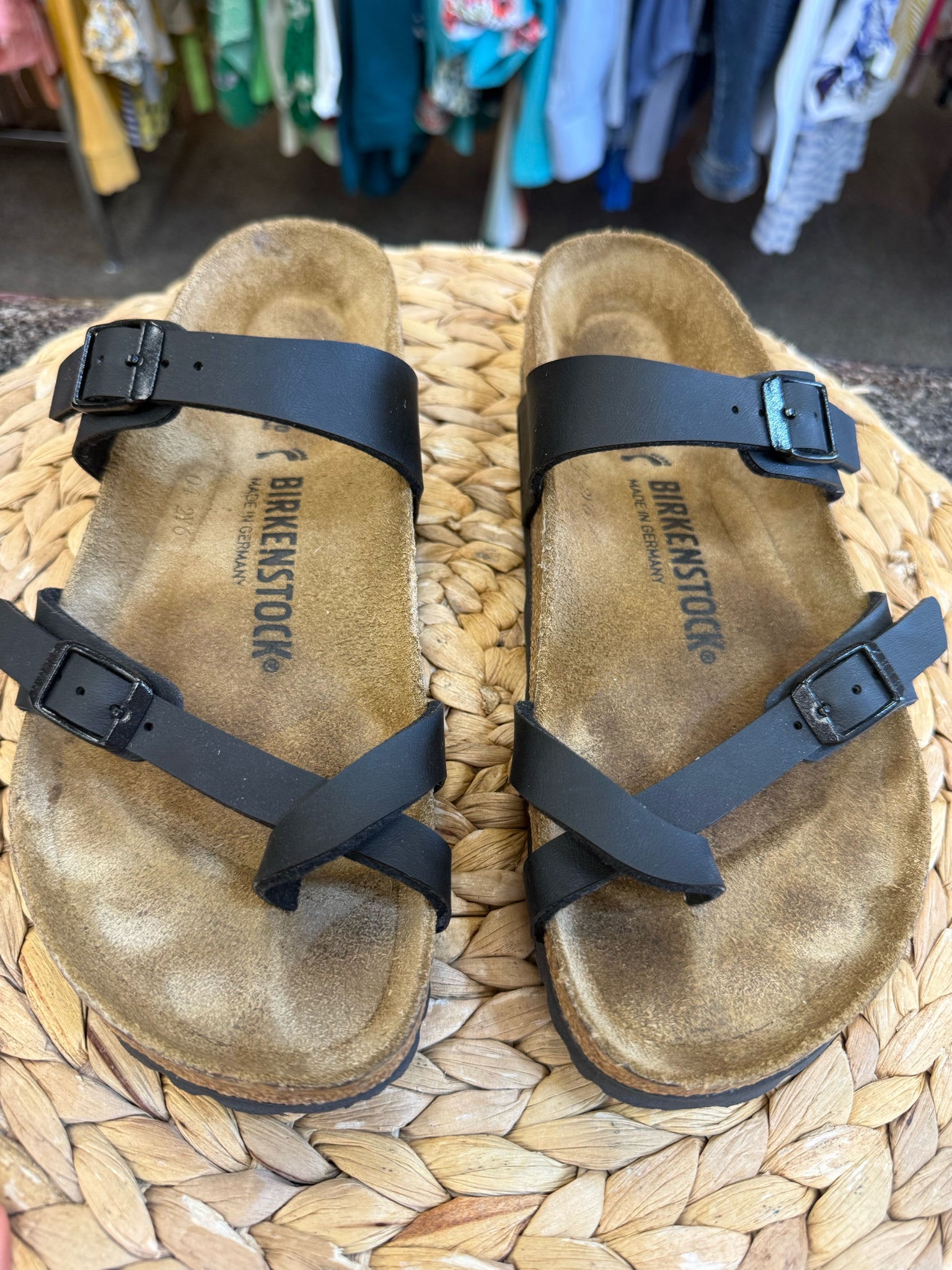 Pre-owned BIRKENSTOCK Black Brown Size 8 Designer Sandal