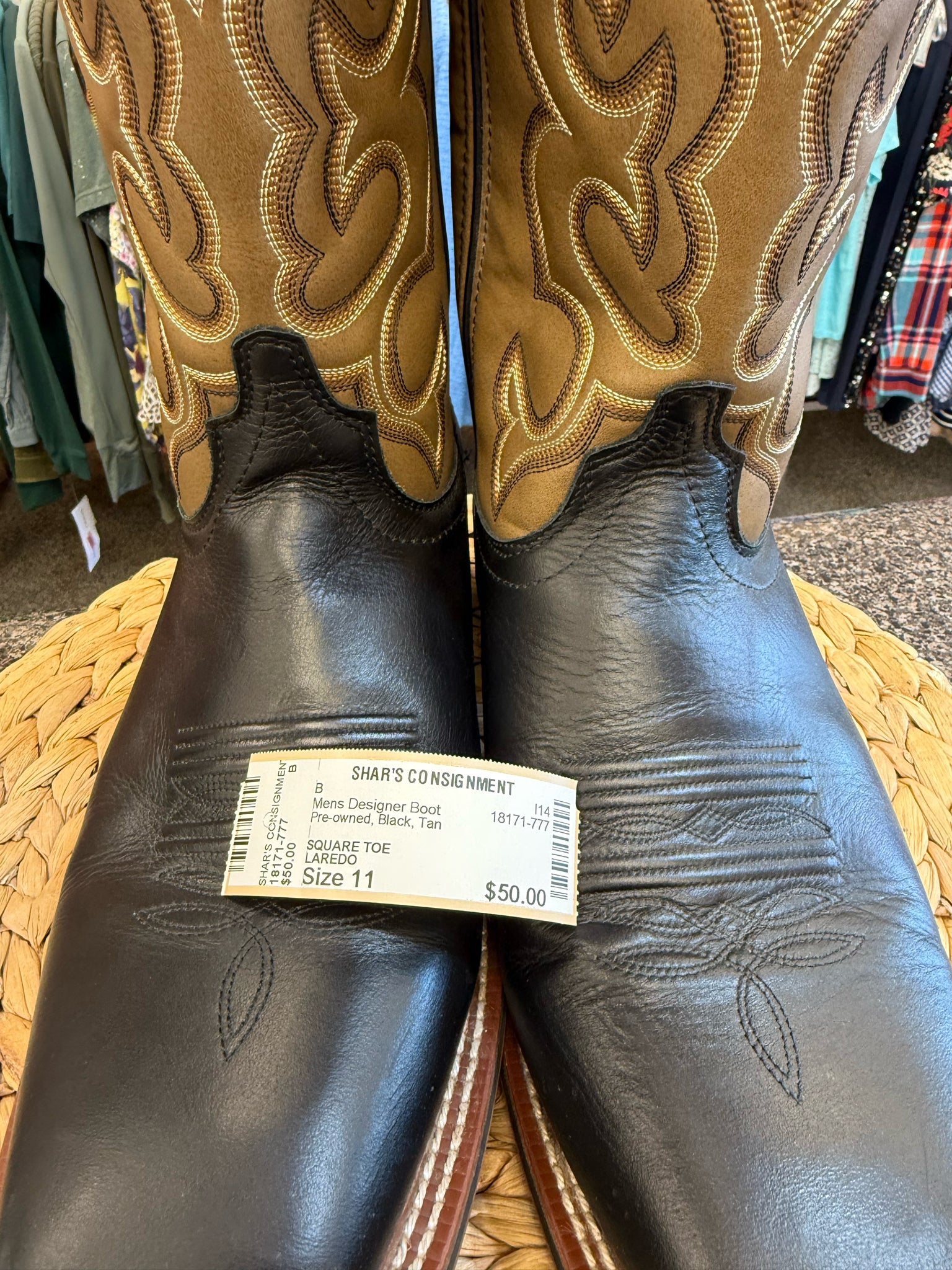 Pre-owned LAREDO Black Tan SHOE SIZE 11 Mens Designer Boot