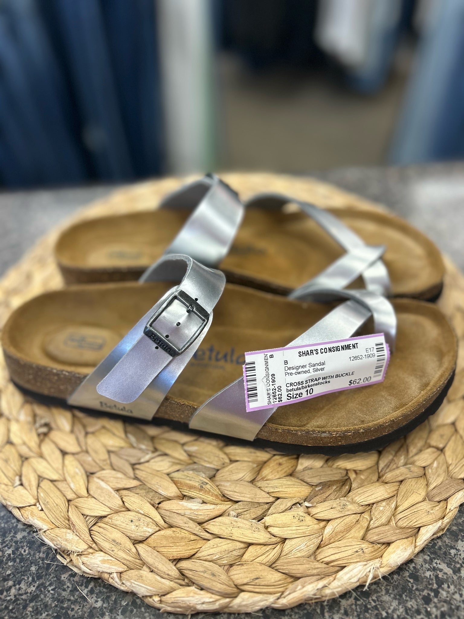 Pre-owned betula/birkenstocks Silver Size 10 Designer Sandal