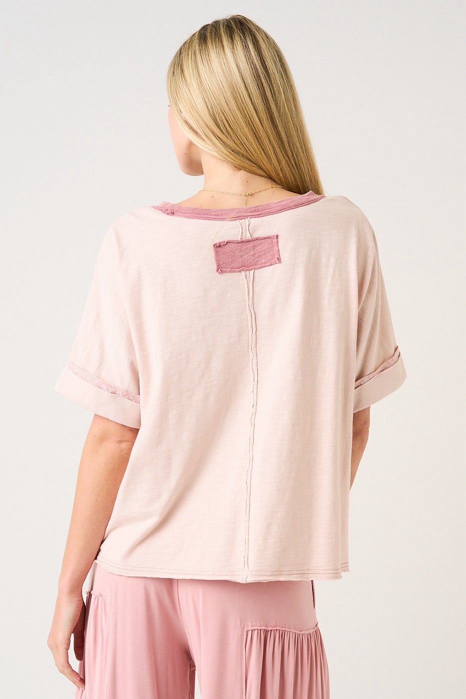 New MITTOSHOP Cream Dusty Pink Size: S Short Sleeve Blouse