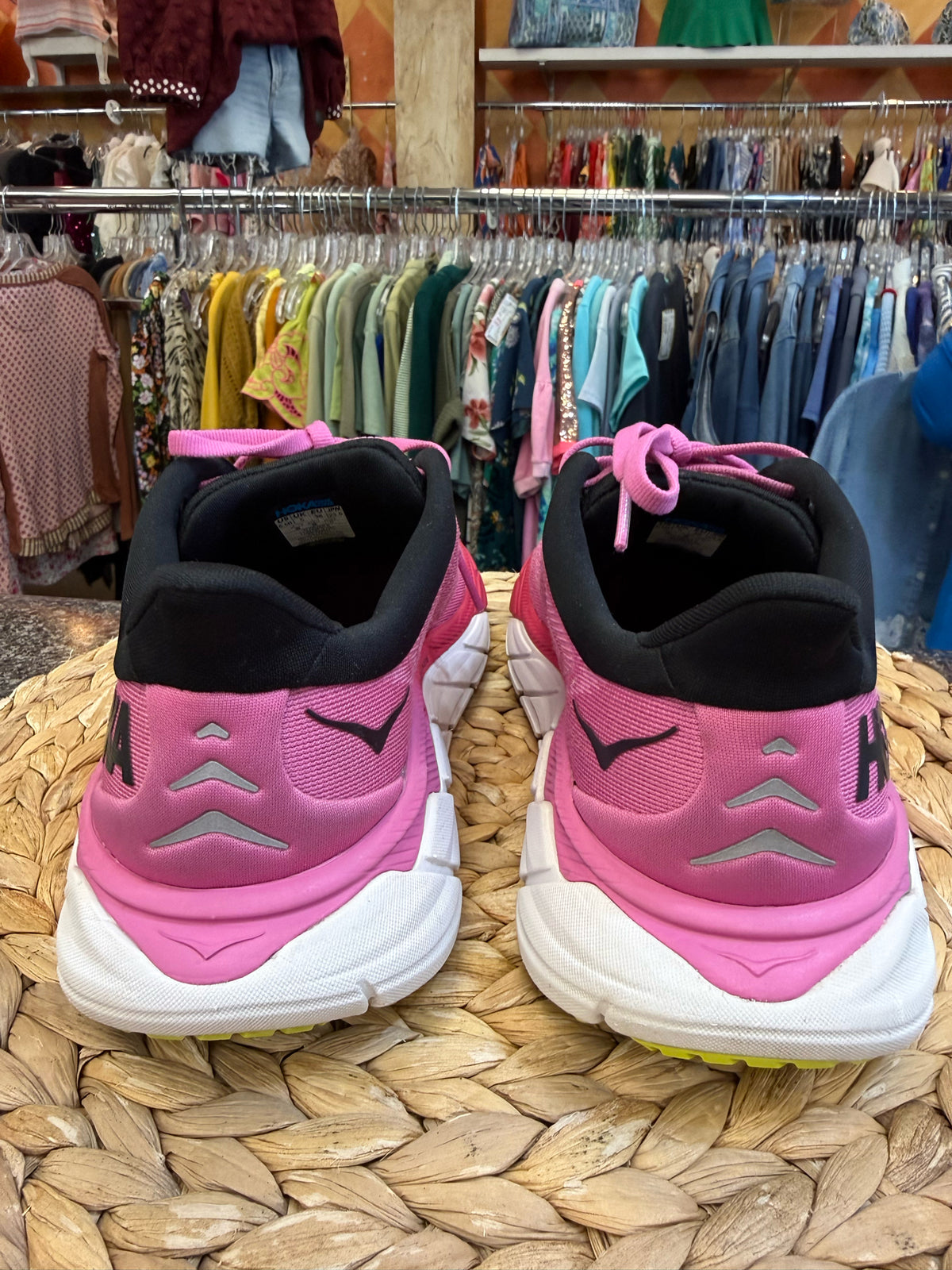 Pre-owned HOKA Pink Black Trim Size 6.5 Designer Sneaker