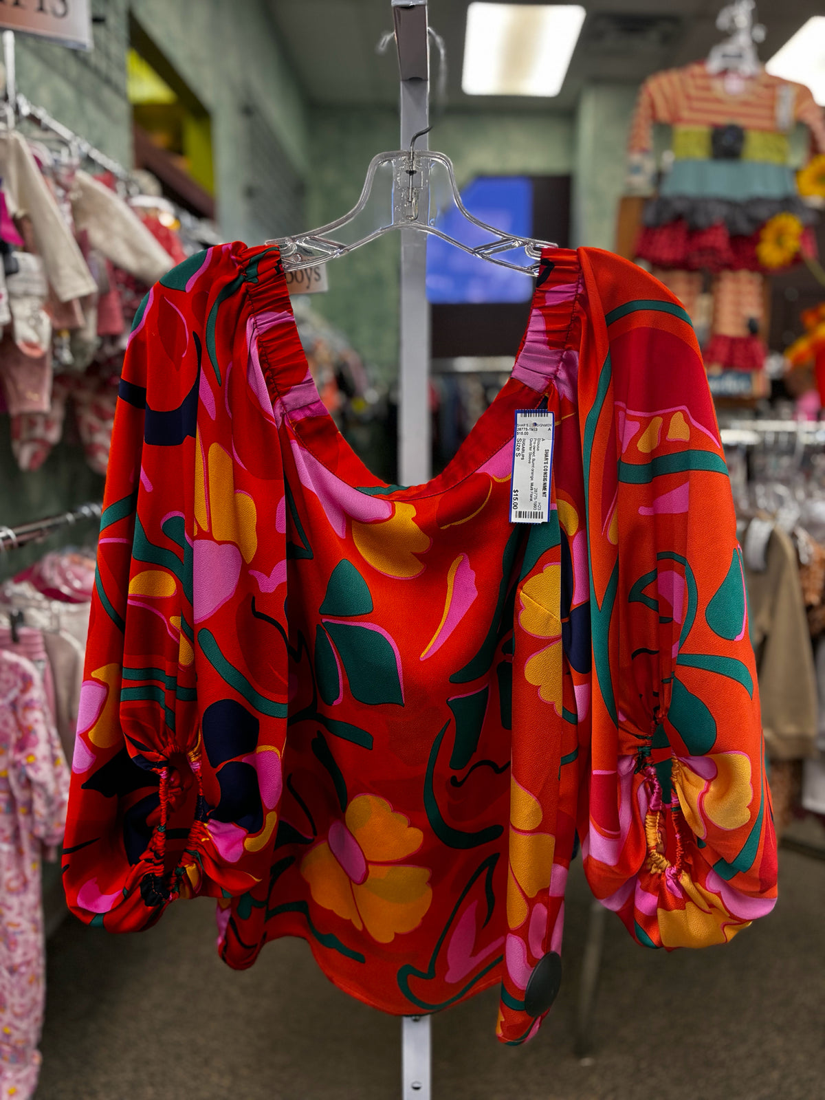 Pre-owned SUGARLIPS Burnt orange Multi Floral Size: S Quarter Sleeve Blouse