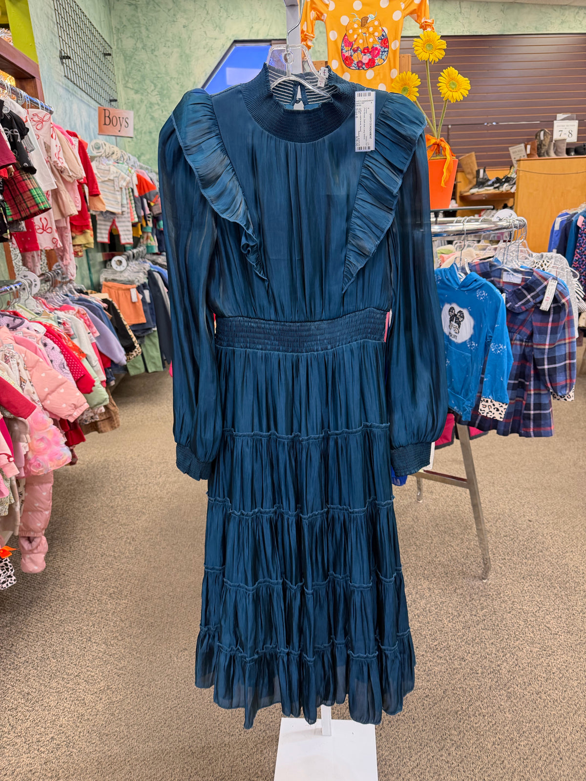 Pre-owned TCEC Dark teal Size 6 Long Sleeve Dress