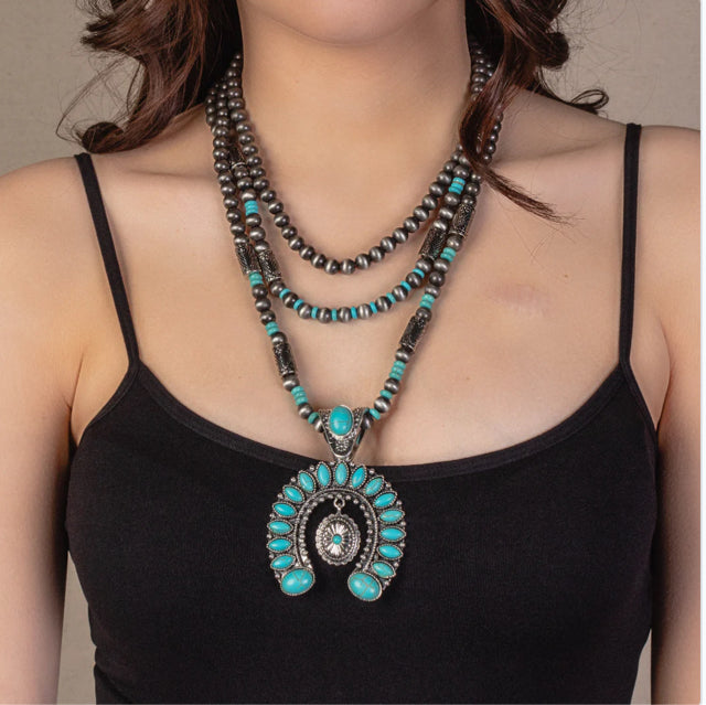New YF Turquoise Pewter Necklace