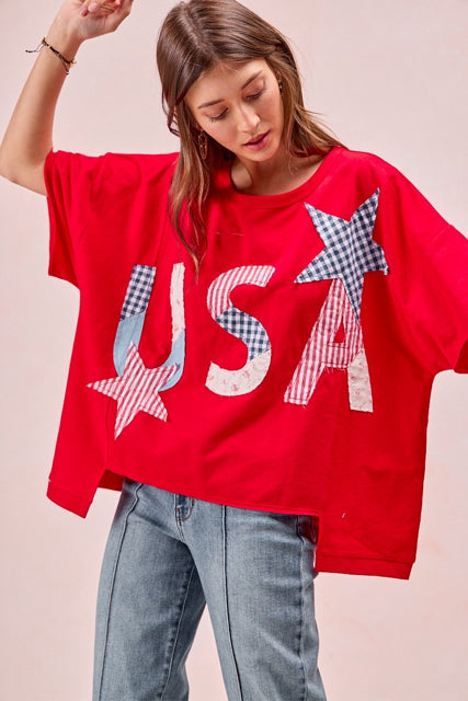 New BIBI Red Size S Short Sleeve Blouse