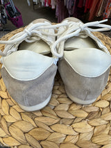 Pre-owned TORY BURCH Cream Tan Size 8 Designer Sneaker