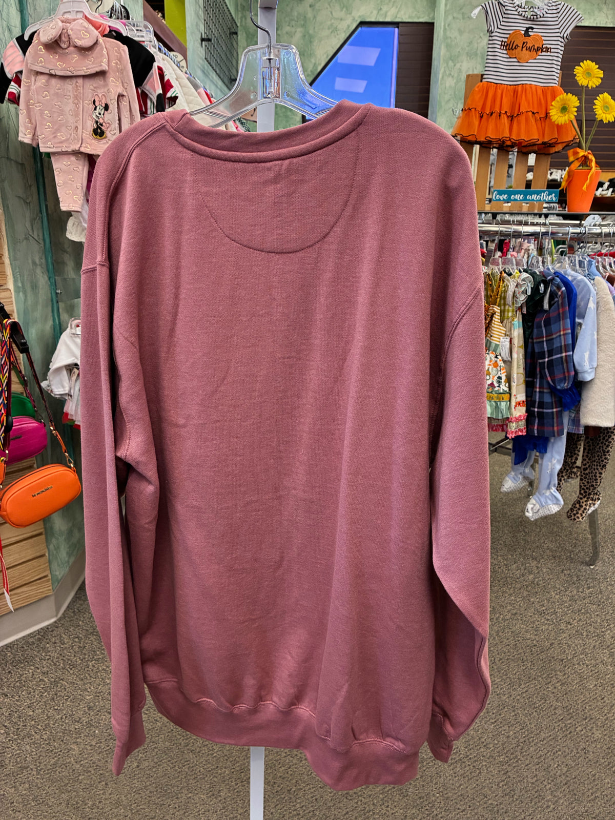 Pre-owned Love In Faith Dusty Rose Green Print Size 3X Long Sleeve Sweatshirt