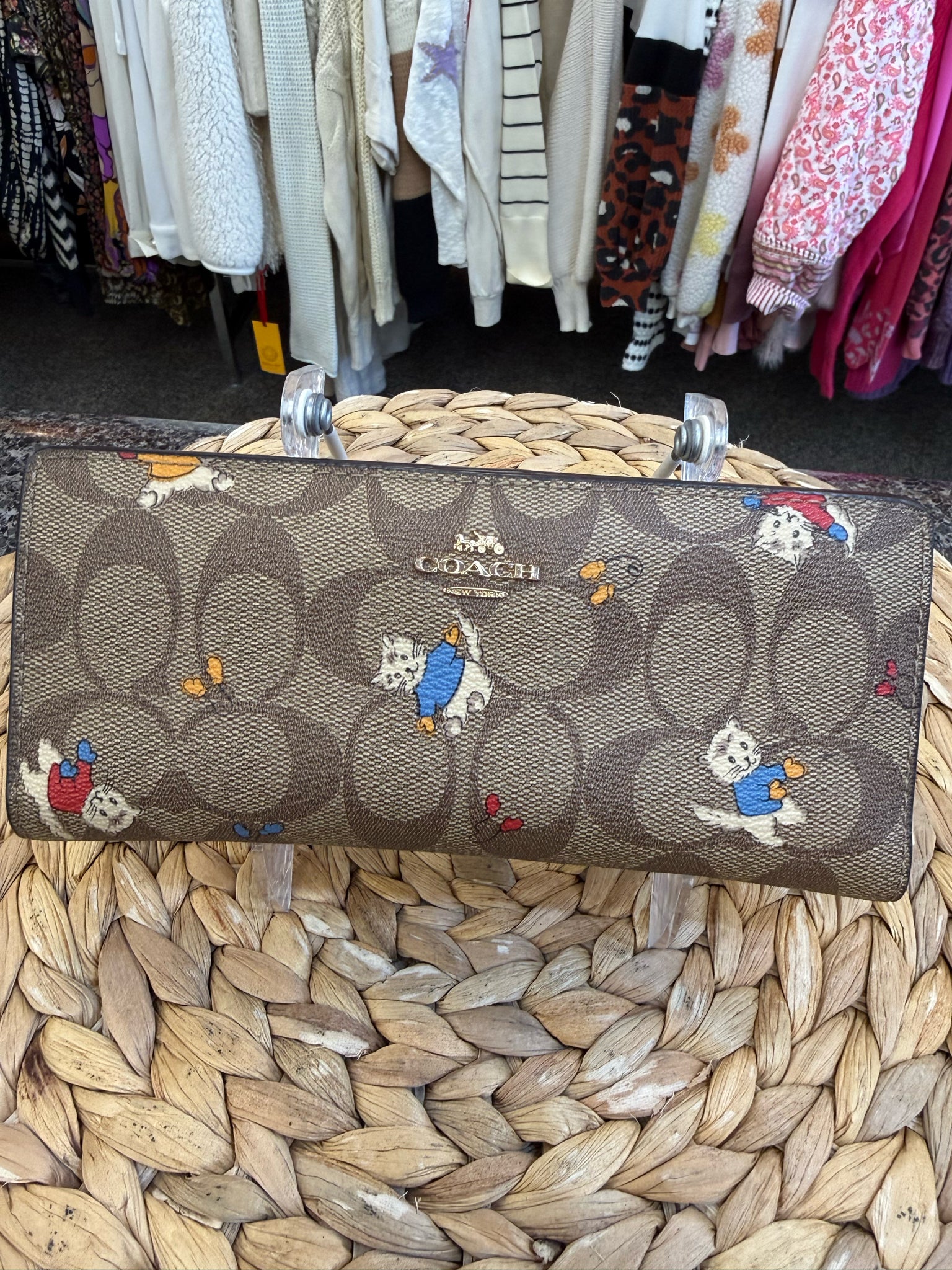 New with Tag COACH Brown Signature Multi Trim Designer Wallet