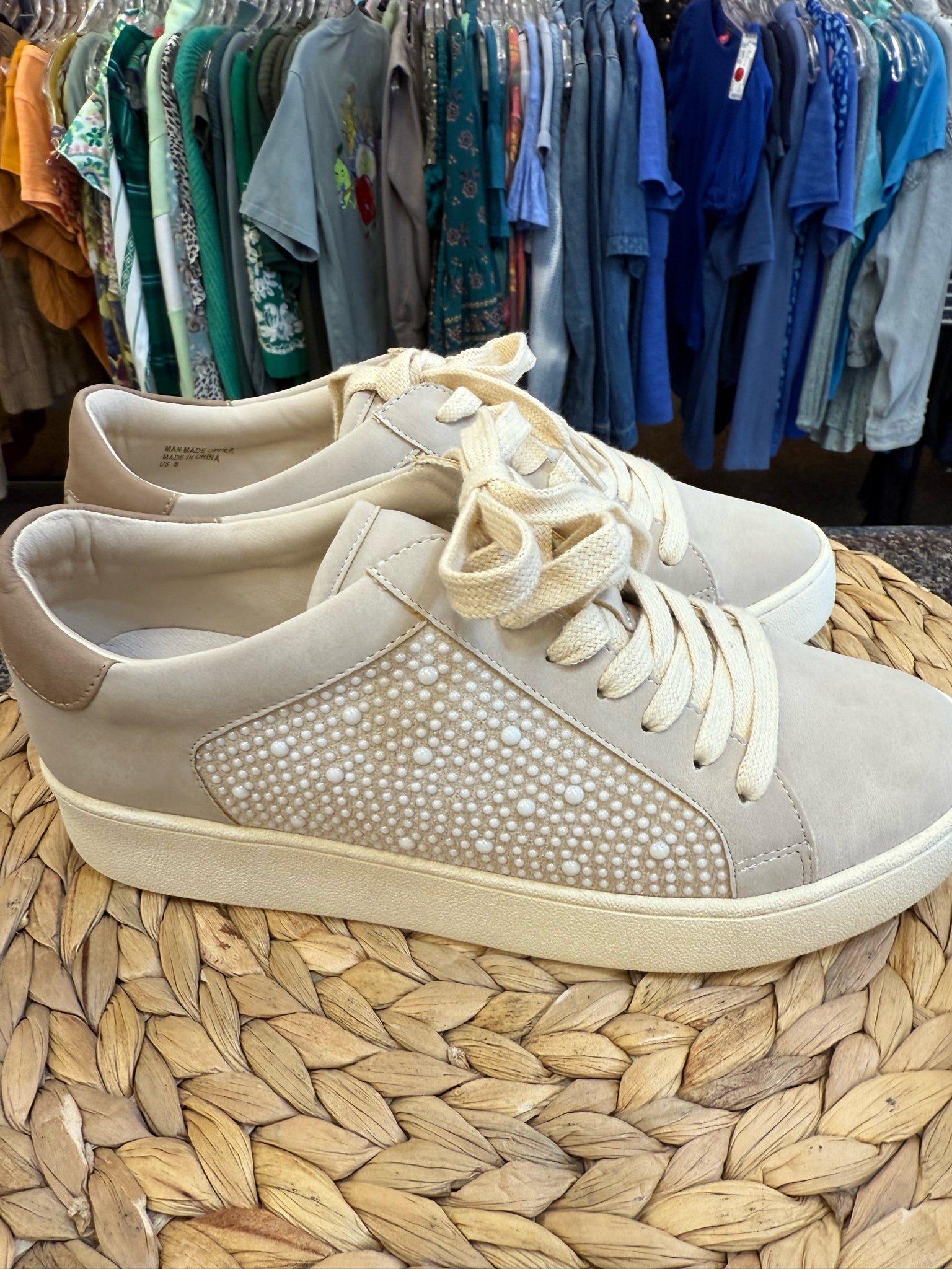 Pre-owned Oasis Society Tan Pearl Size 8 Sneaker