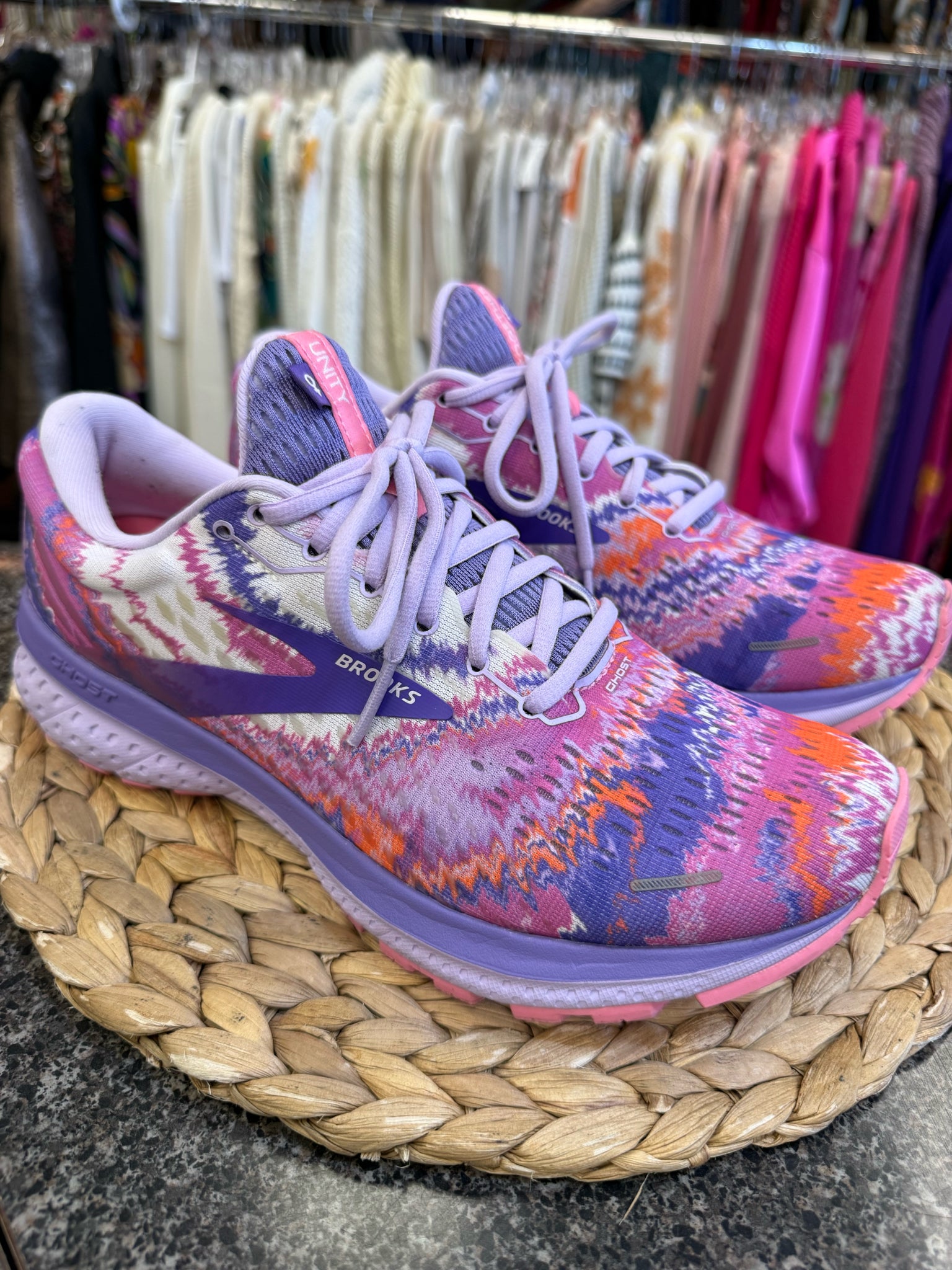 Pre-owned BROOKS Purple Tyedye Orange Size 10 Sneaker