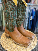 Pre-owned CAVENDERS Brown Dark Green Print Size 9.5 Designer Boot