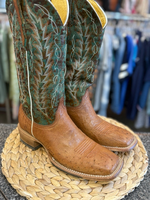 Pre-owned CAVENDERS Brown Dark Green Print Size 9.5 Designer Boot