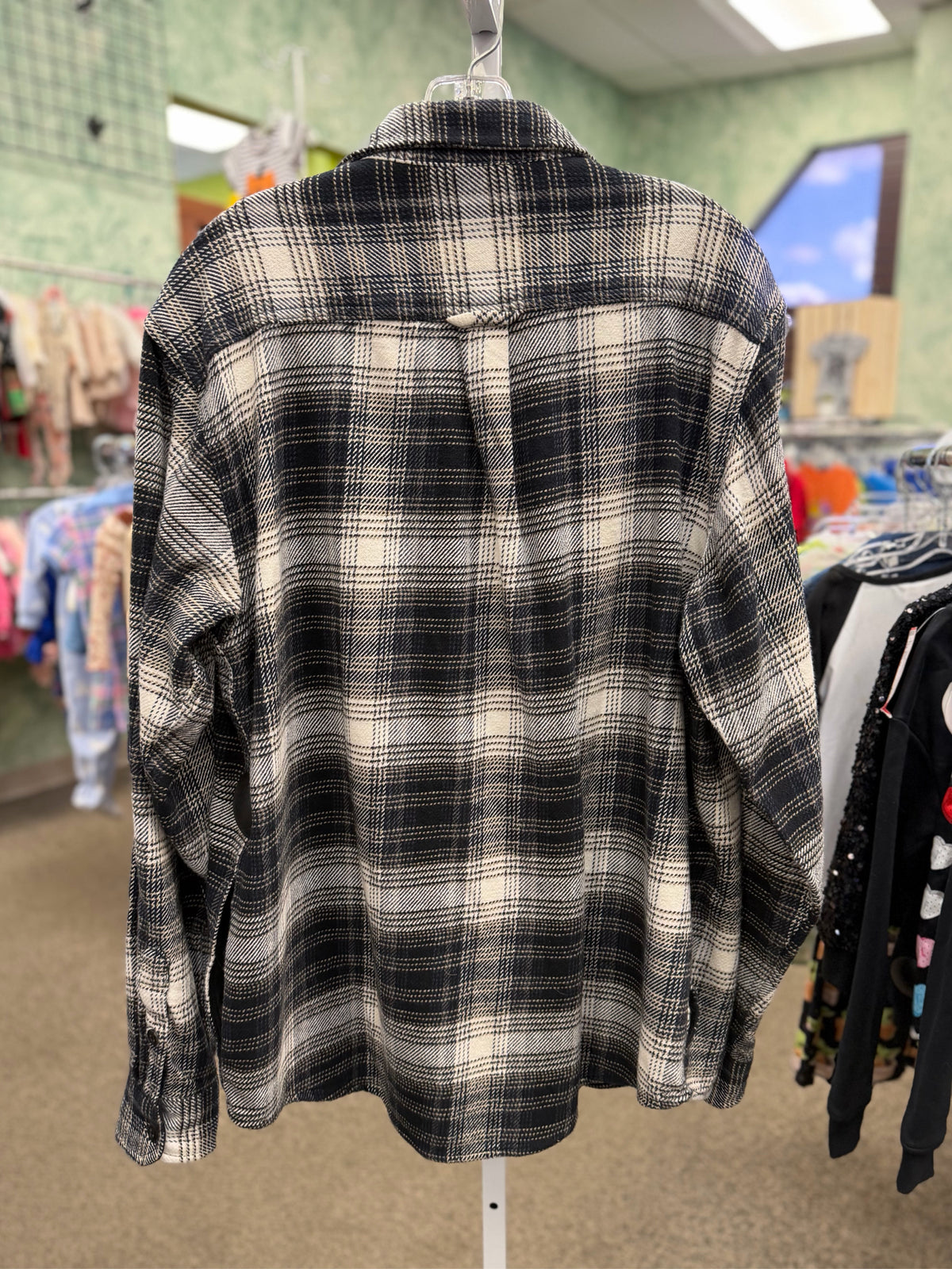 Pre-owned ORVIS Black plaid White Plaid Men Size L Long Sleeve MENS Shirts