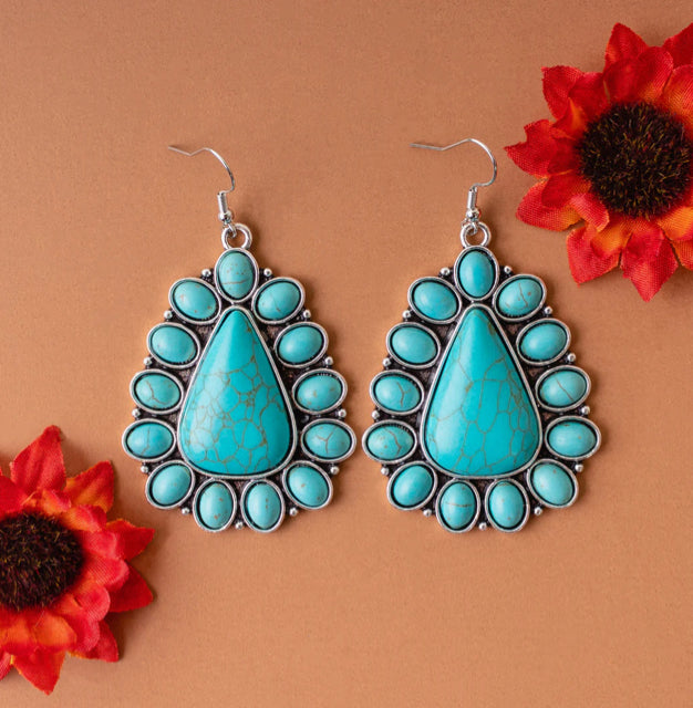 New YF Turquoise Silver Earring
