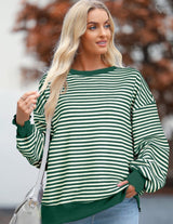 New Green stripe White Size L Long Sleeve Sweatshirt