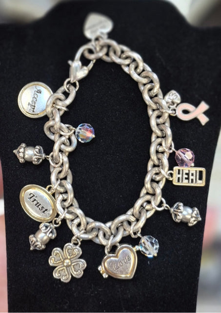 Pre-owned BRIGHTON Silver Gold Trim Designer Bracelet