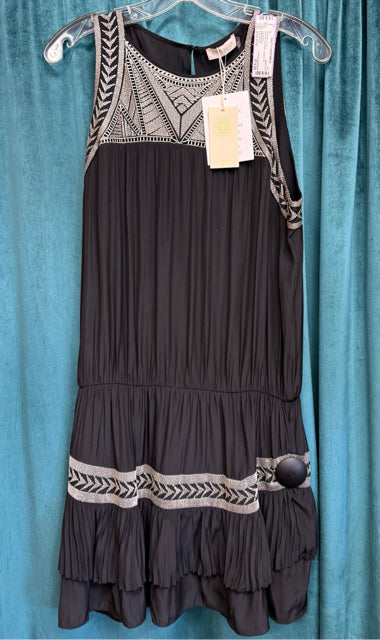 New with Tag Ramy Brook Black Cream Trim Size 8/10 Sleeveless Designer Dress