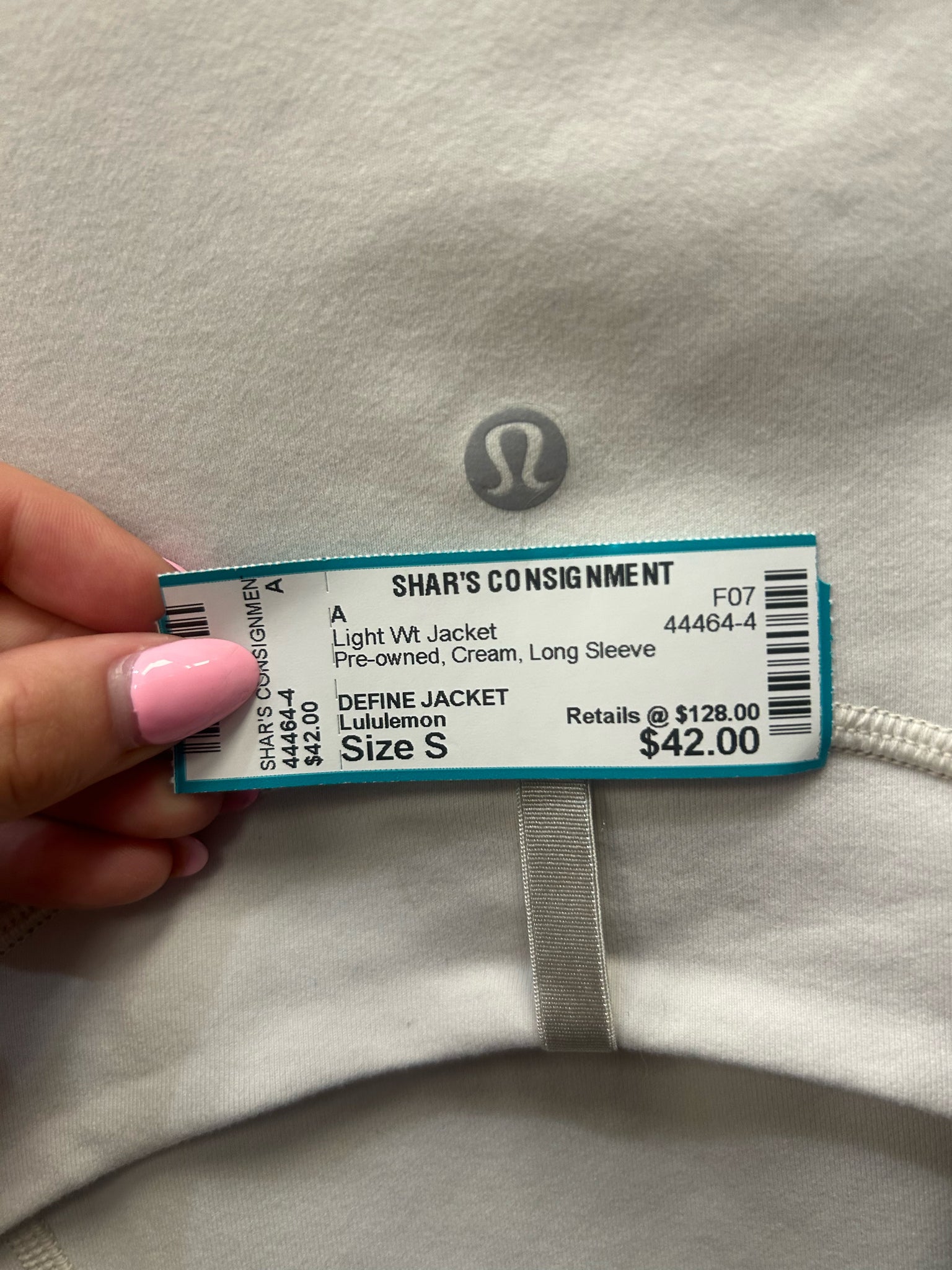 Pre-owned Lululemon Cream Size: S Long Sleeve Light Wt Jacket