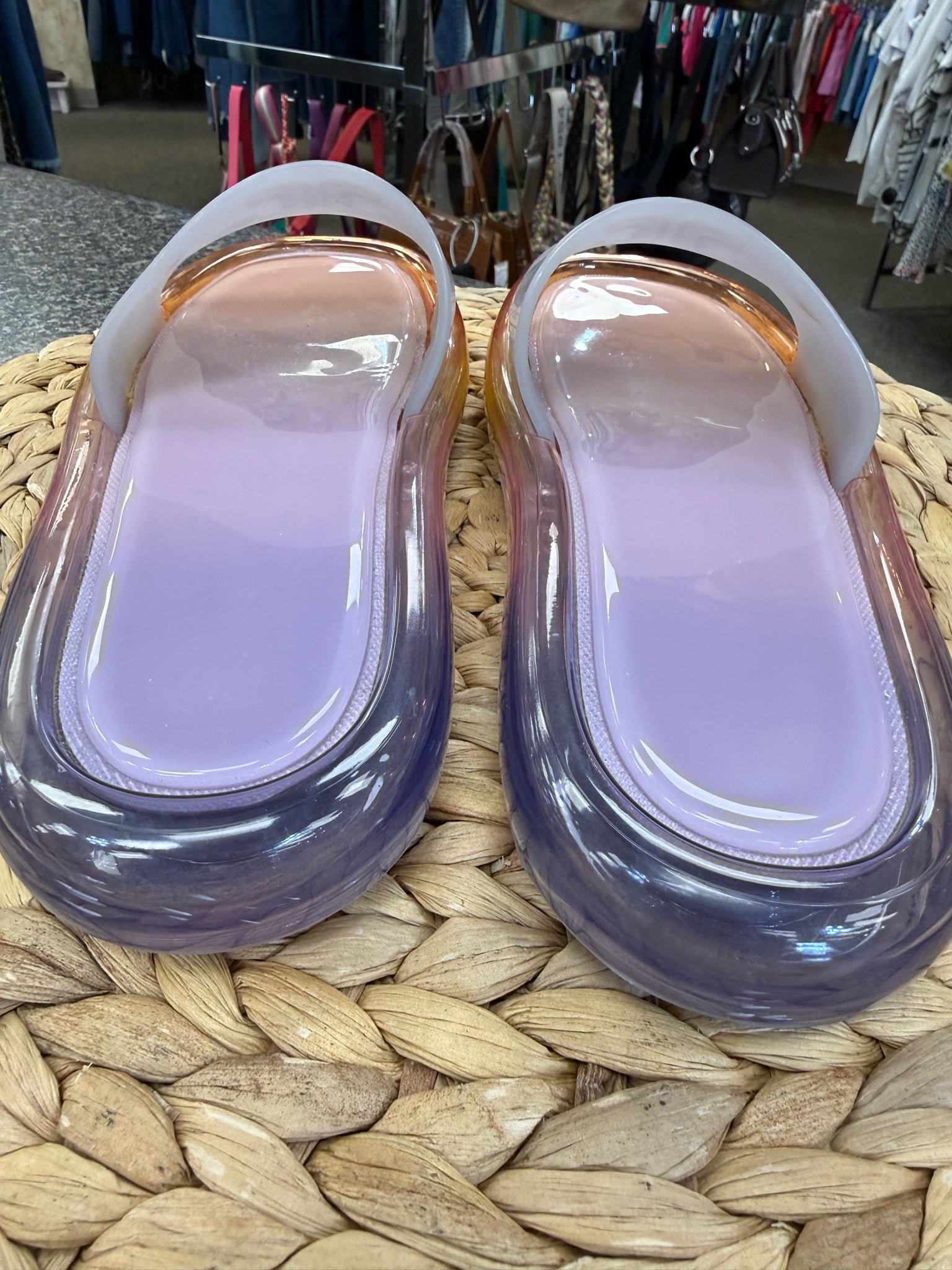 Pre-owned TORY BURCH Lavender Orange Trim Size 8 Designer Sandal