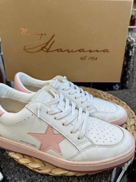 Pre-owned VINTAGE HAVANA White Pink Trim Size 11 Designer Sneaker
