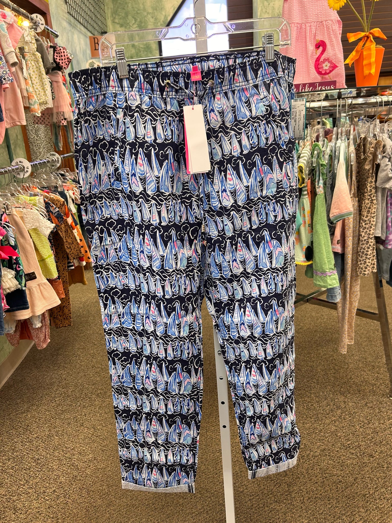 New with Tag LILLY PULITZER Navy Blue Print Size: 10 Designer Pant