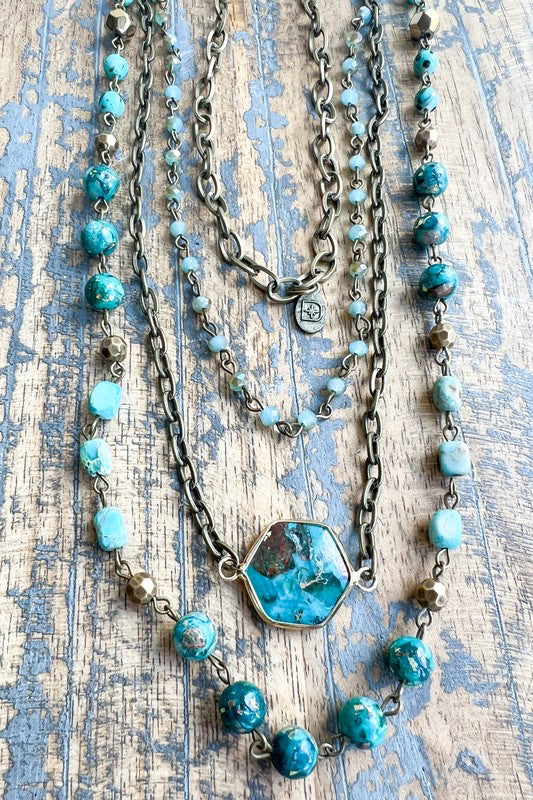 New with Tag DYLAN Turquoise Pewter Necklace