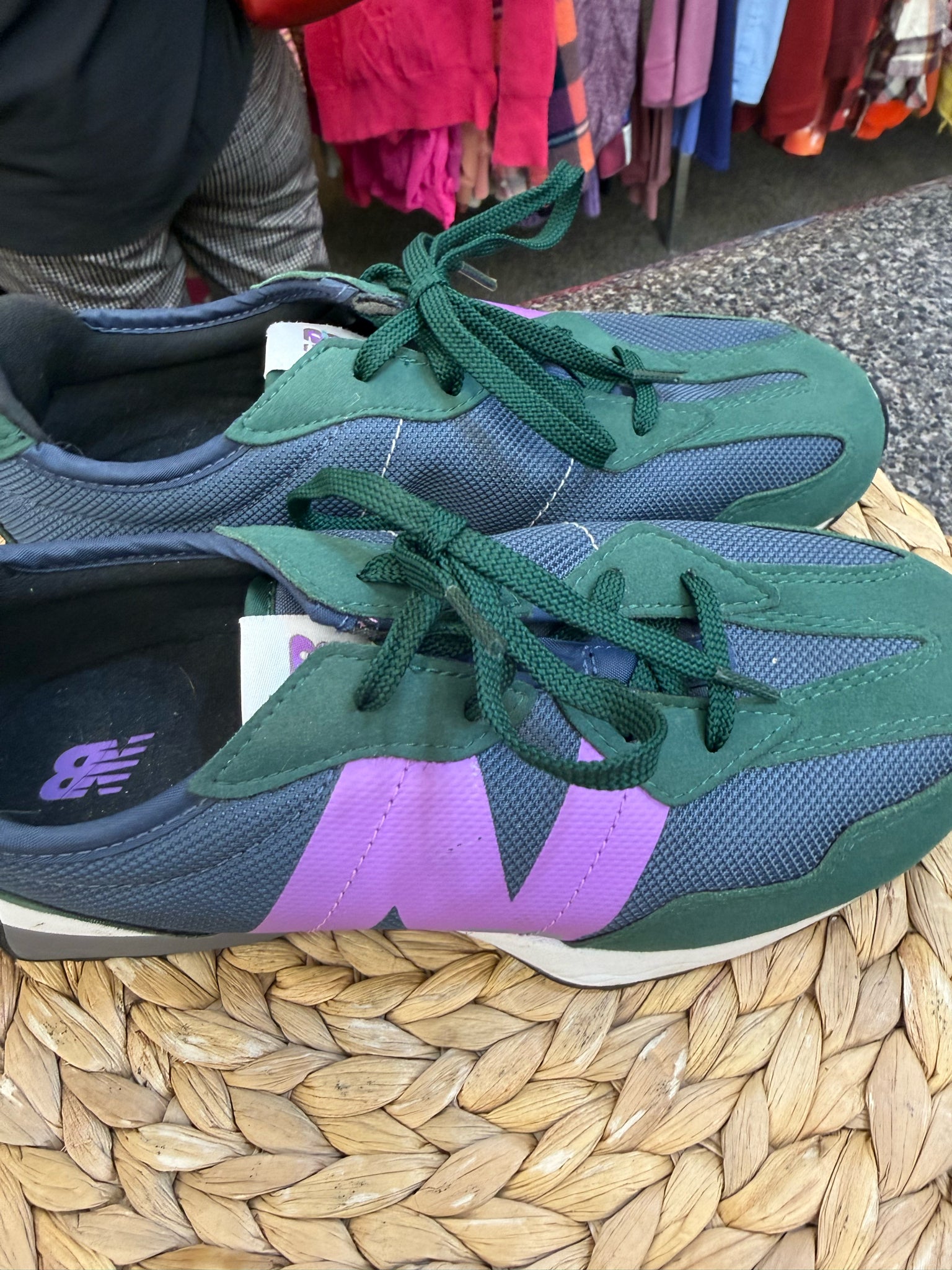 Pre-owned NEW BALANCE Navy Green Size 5 Designer Sneaker