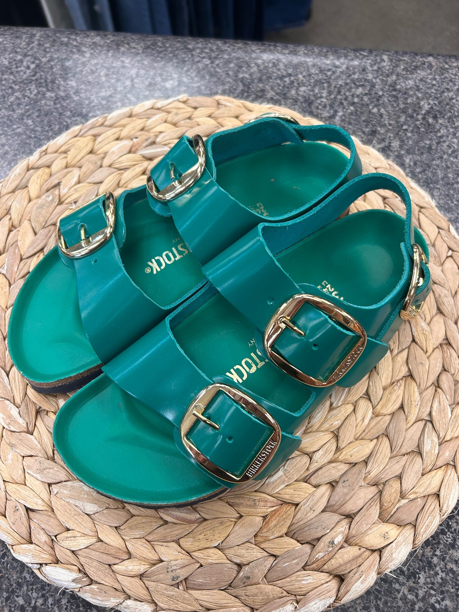 Pre-owned BIRKENSTOCK Green Gold Size 6 Designer Sandal