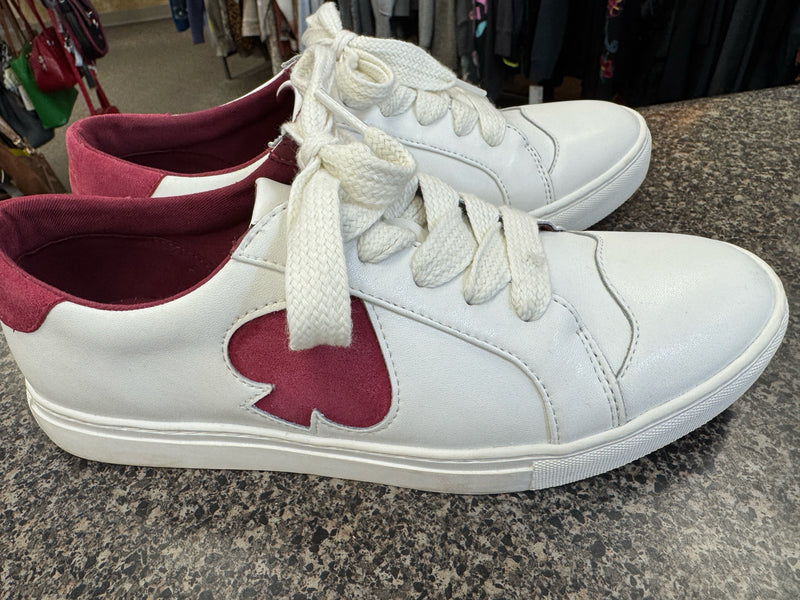 Pre-owned KATE SPADE White Maroon Size 9 Sneaker